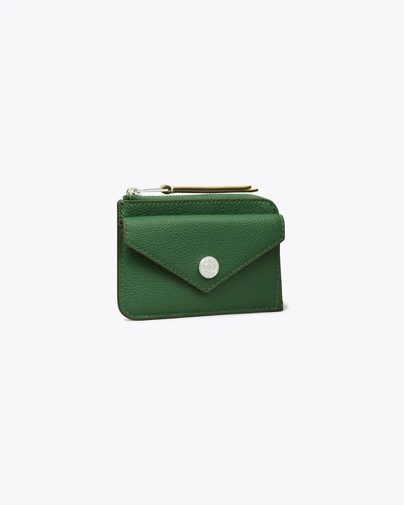Tory Burch Damen Strukturiertes Kartenetui im Kuvert-Stil mit Reißverschluss Dark