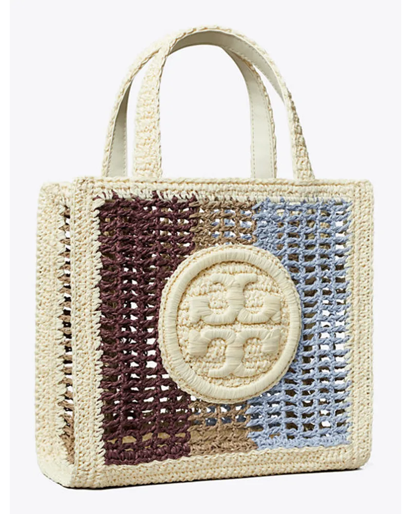 Tory Burch Mini Ella Striped Hand Crocheted Tote Multi