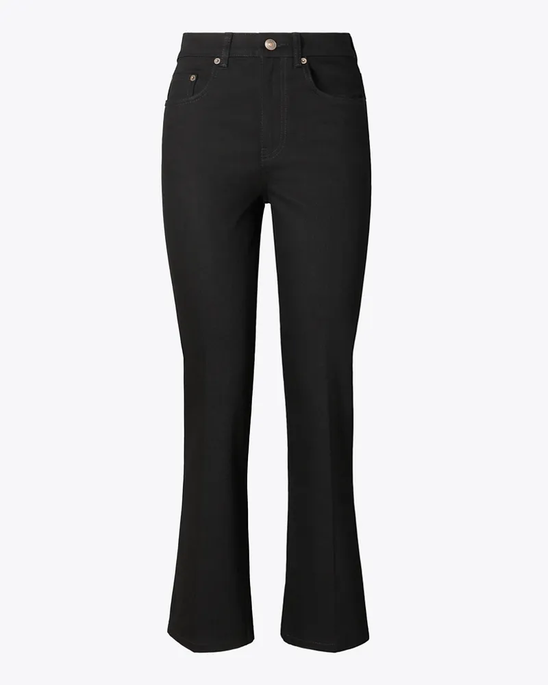 Tory Burch Damen Cropped Flare Jean Black