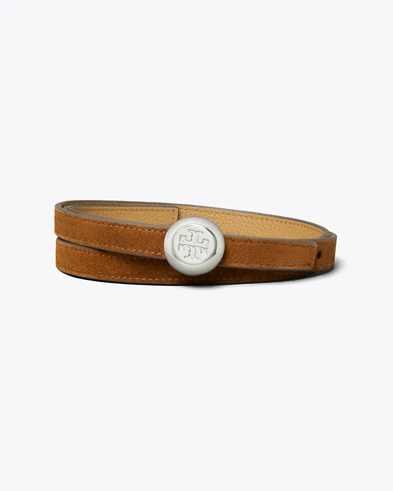 Tory Burch Damen Romy Reversible Suede Belt Cognac
