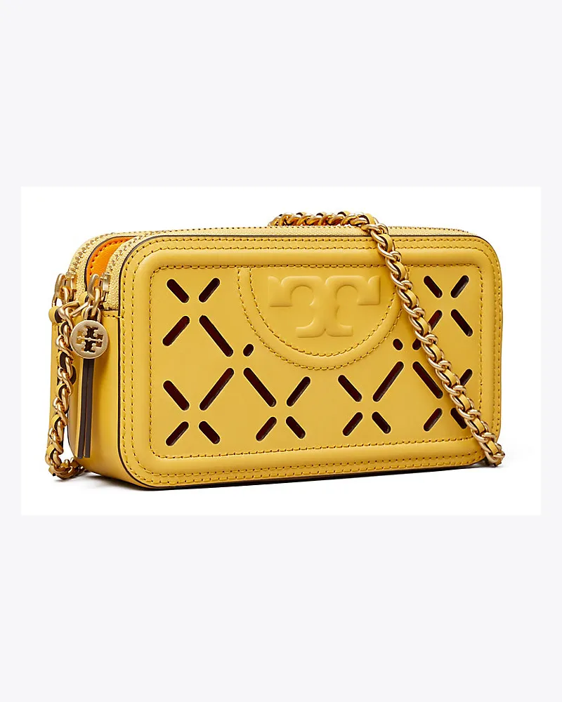 Tory Burch Fleming Mini Bag Mit Rautenförmiger Perforierung Und Doppelreißverschluss 