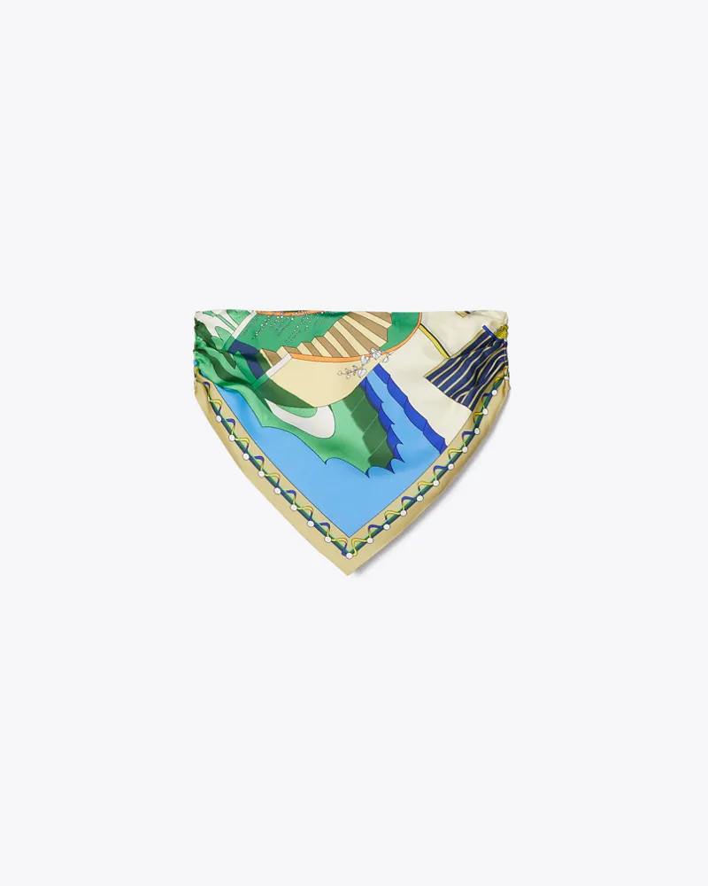 Tory Burch Damen Bedrucktes Seidentop mit Tuch The