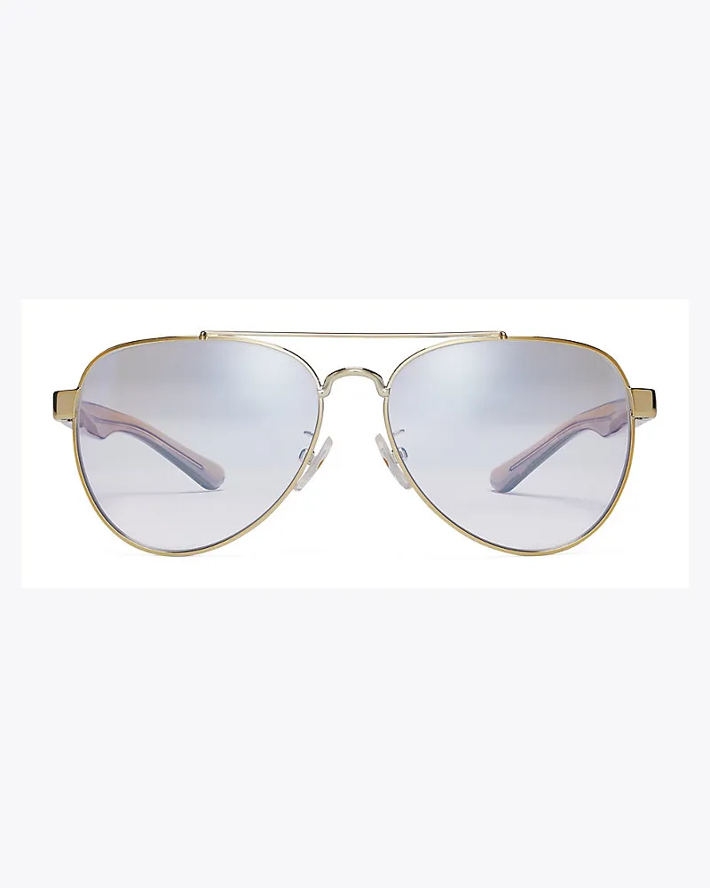 Tory Burch Pierced T Metal Pilot Small Blue