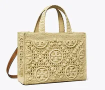 Damen Tote Bag aus Raffiabast mit T-Monogramm und Tragegriff oben