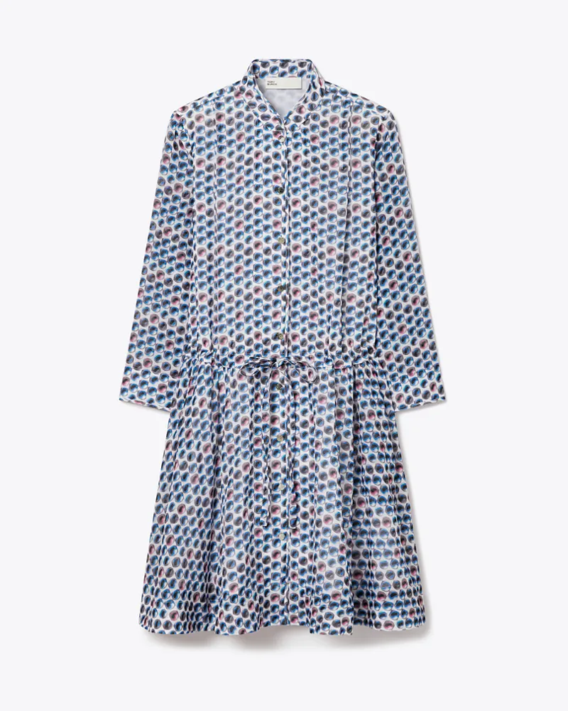 Tory Burch Damen Printed Mini Shirtdress Blue
