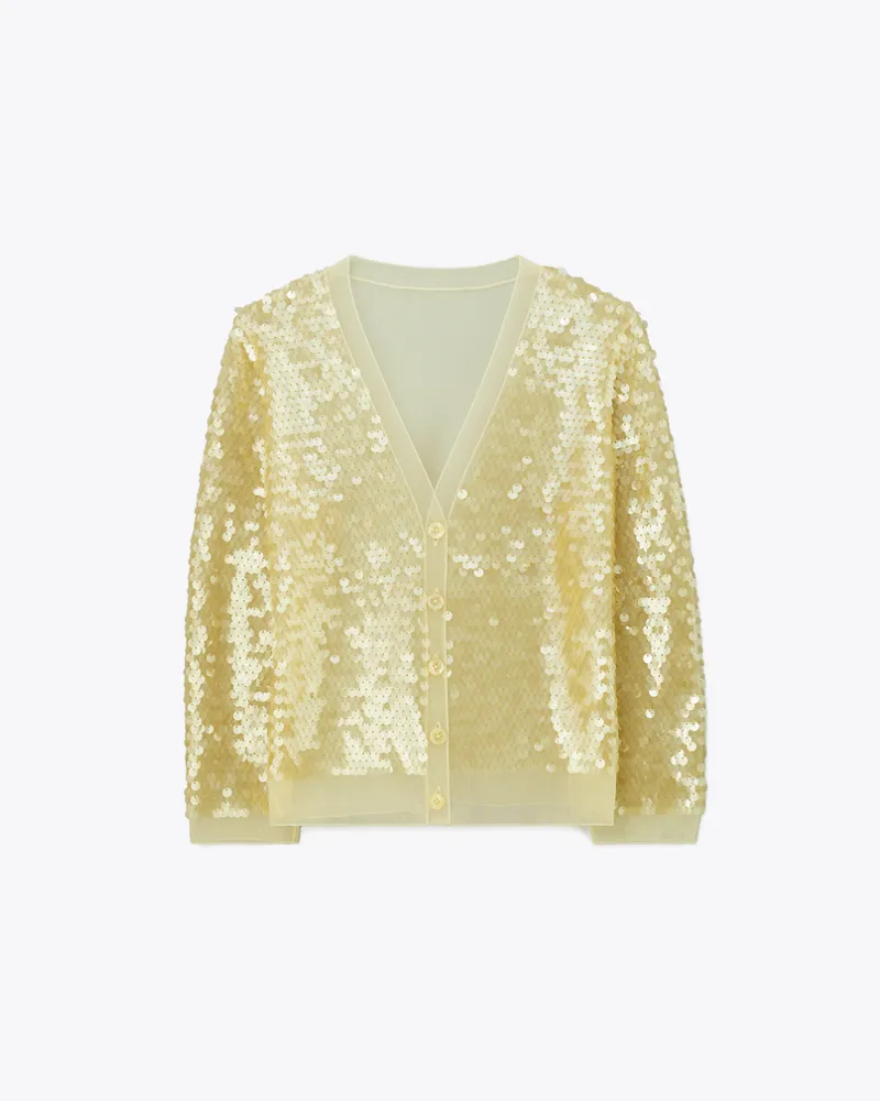 Tory Burch Damen Cardigan mit Pailletten-Vorderseite Pale