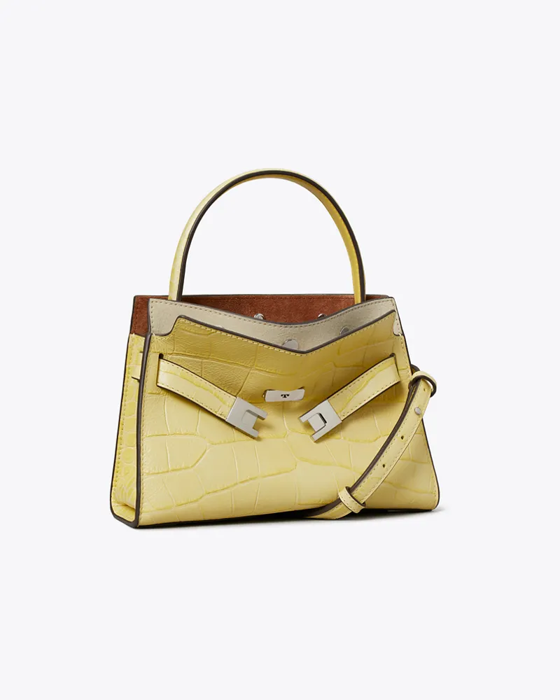 Tory Burch Damen Petite Lee Radziwill Double Bag mit Krokoprägung Yellow