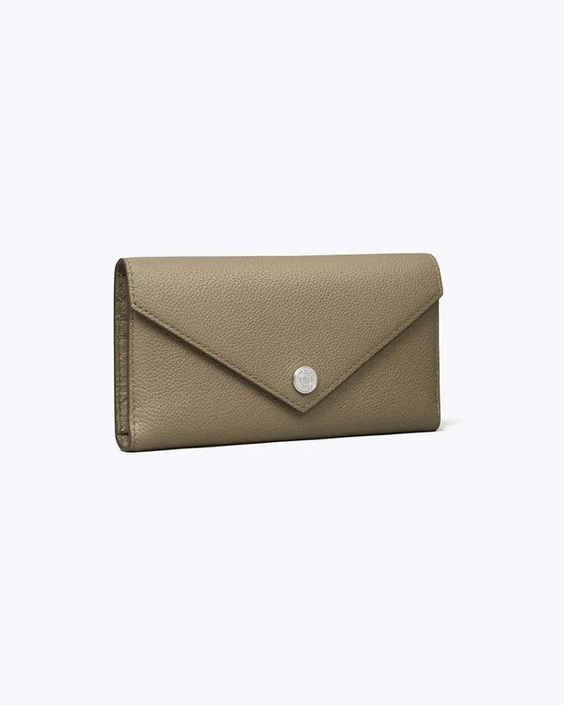 Tory Burch Damen Strukturierte, längliche Geldbörse im Kuvert-Stil Wild
