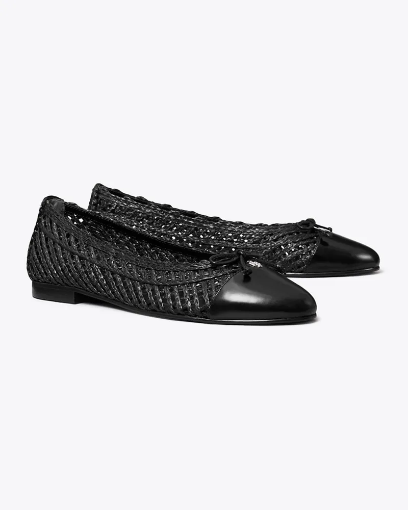 Tory Burch Ballerina mit Zehenkappe Black
