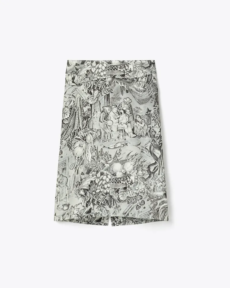 Tory Burch Damen Bedruckter Rock aus Viskose Grey