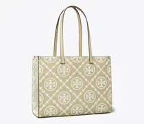 Damen Kontrastierend geprägte Tote Bag mit T-Monogramm