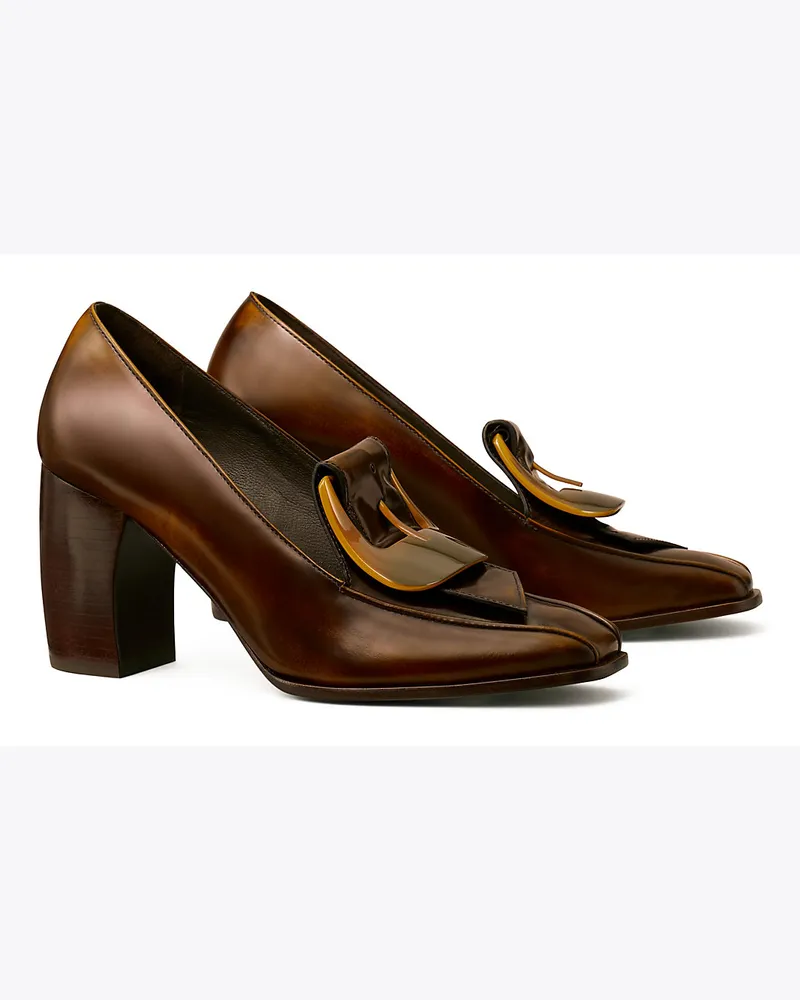 Tory Burch Loafer Mit Schnalle Und Absatz Brown