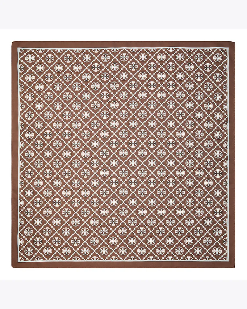 Tory Burch Zweifarbiger Schal Mit T-Monogramm Chocolate
