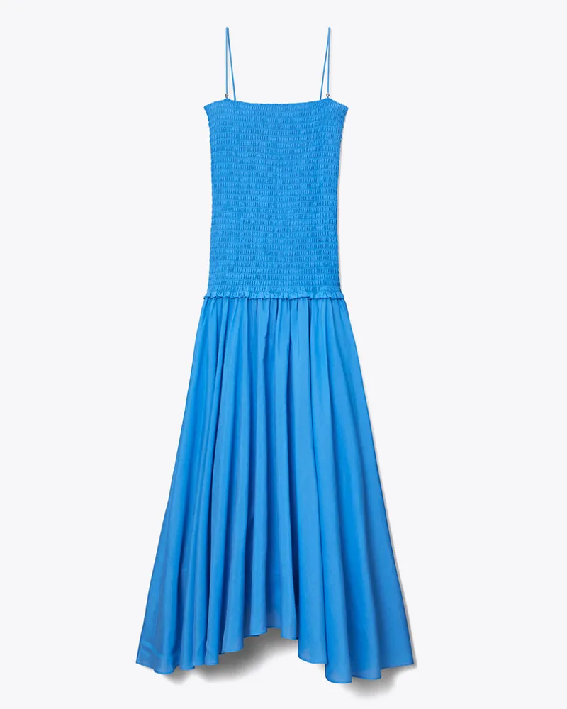 Tory Burch Damen Solid Smocked Dress Bay