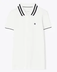 Tory Burch Performance Piqué Pleated Collar Polo Snow