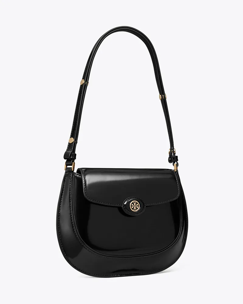 Tory Burch Damen Robinson Spazzolato Small Flap Bag Black