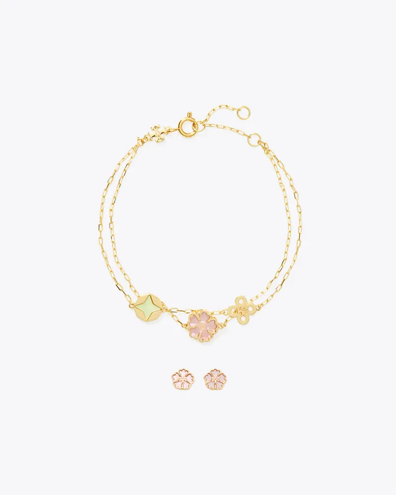 Tory Burch Damen Forget Me Not Geschenkset mit Armband und Ohrringen Tory