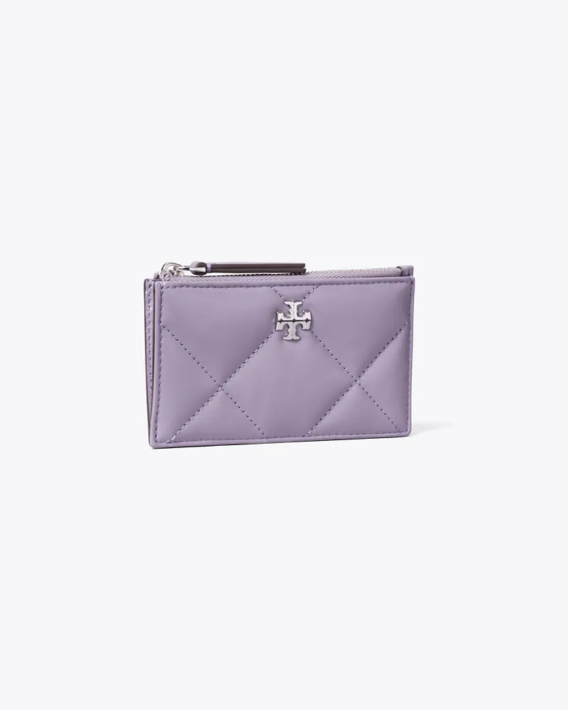 Tory Burch Damen Kira Kartenetui mit Rautensteppung und Reißverschluss Lavender