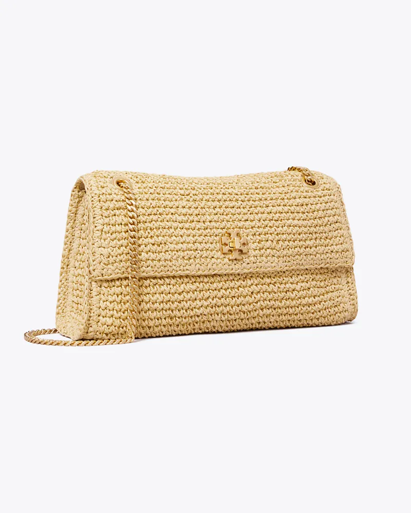 Tory Burch Damen Kira Turnlock Woven Shoulder Bag Natural