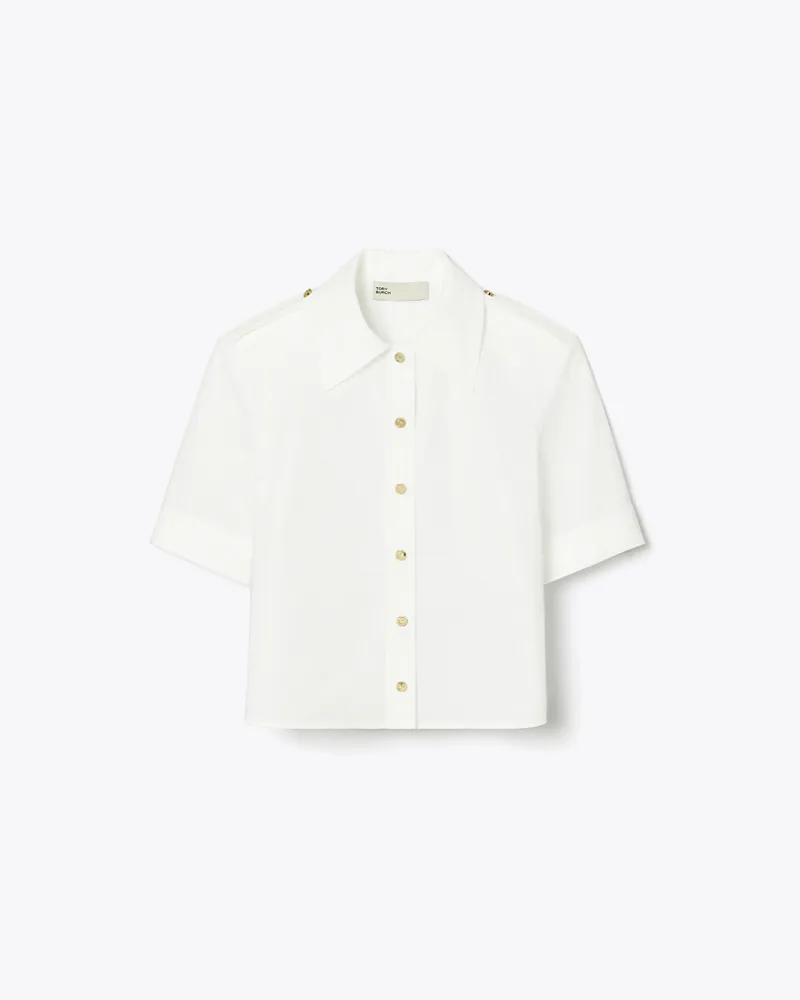 Tory Burch Damen Camp Freizeithemd aus Popeline White