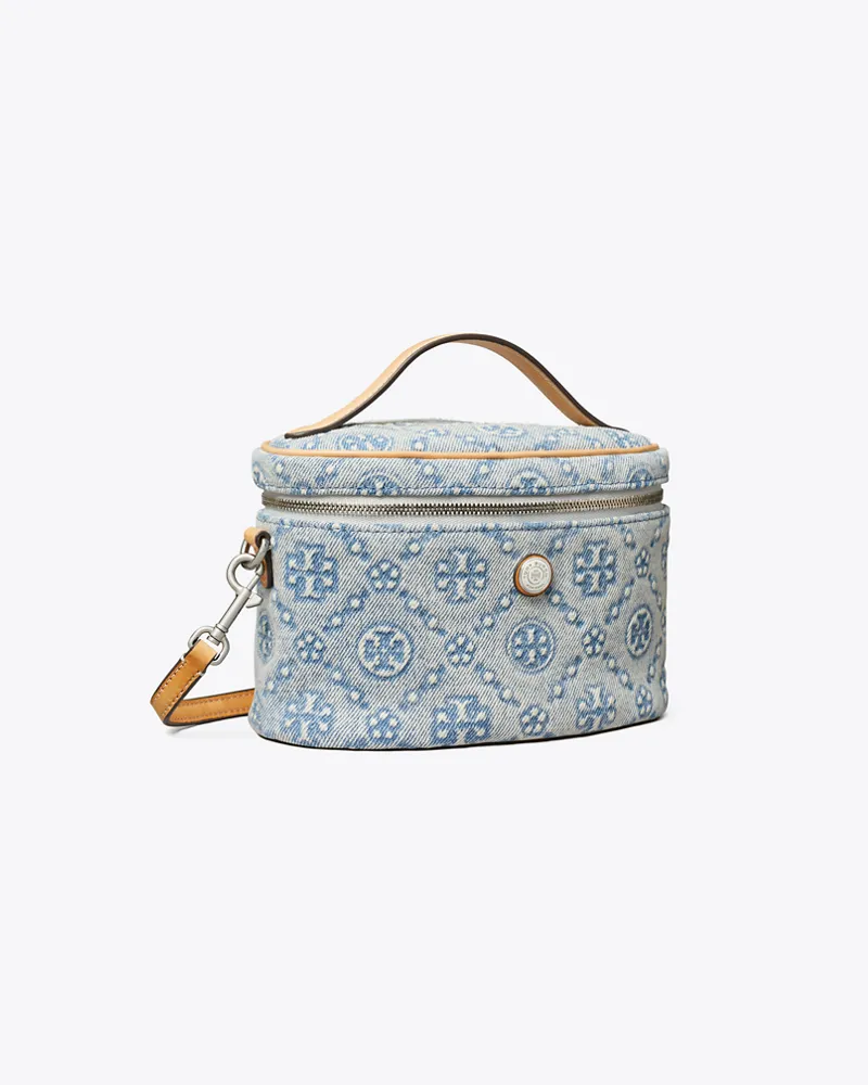 Tory Burch Damen Weiche Kosmetiktasche aus Denim mit T-Monogramm Powder