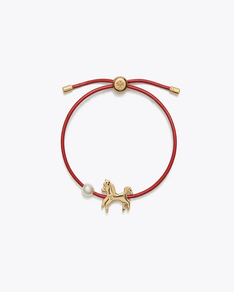 Tory Burch Damen Curiosity Horse Armband mit Schiebeverschluss Red