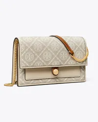 Tory Burch T Monogram Jacquard Chain Wallet Ivory