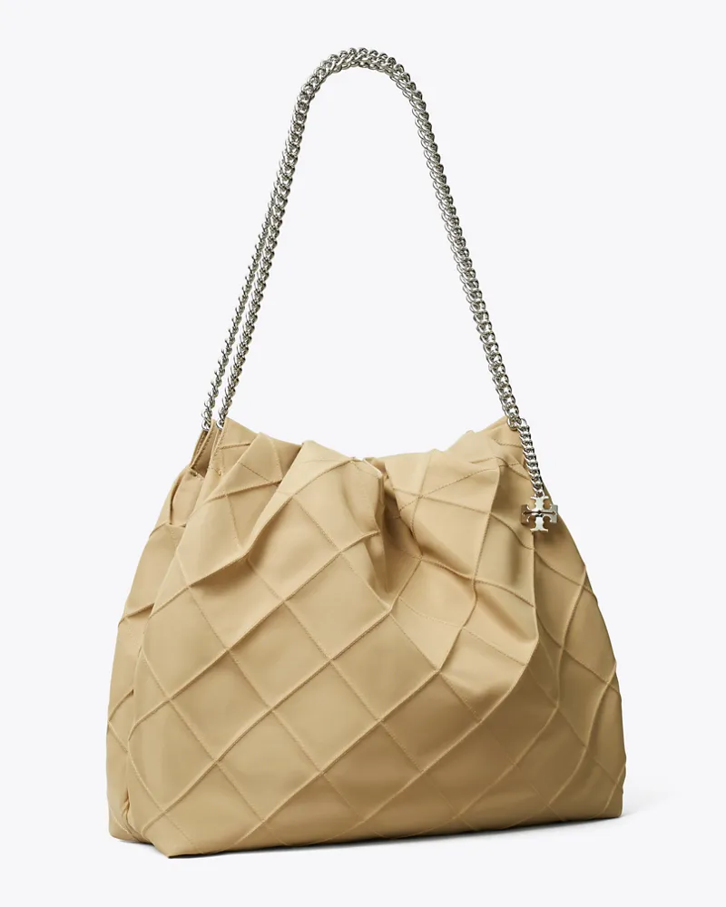 Tory Burch Damen Fleming Nylon Hobo Bag Praline