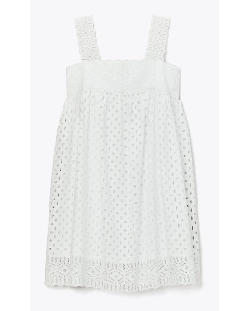 Tory Burch Cotton Broderie Anglaise Mini Dress White