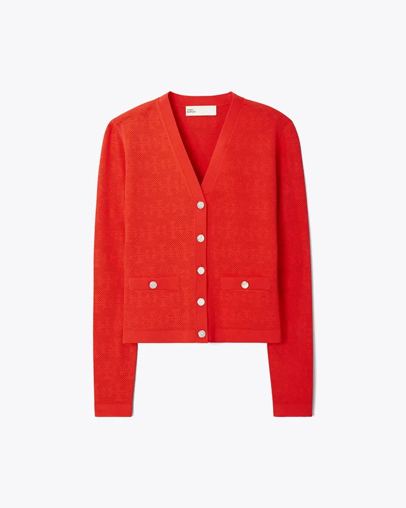 Tory Burch Damen Jacquardcardigan mit T-Monogramm Blazing