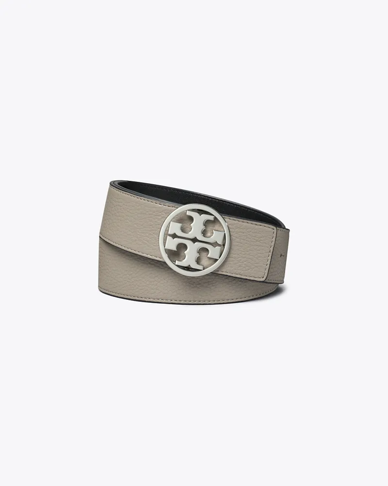 Tory Burch Damen 3,8 cm breiter Miller Wendegürtel in Grau/Schwarz/Silber Gray