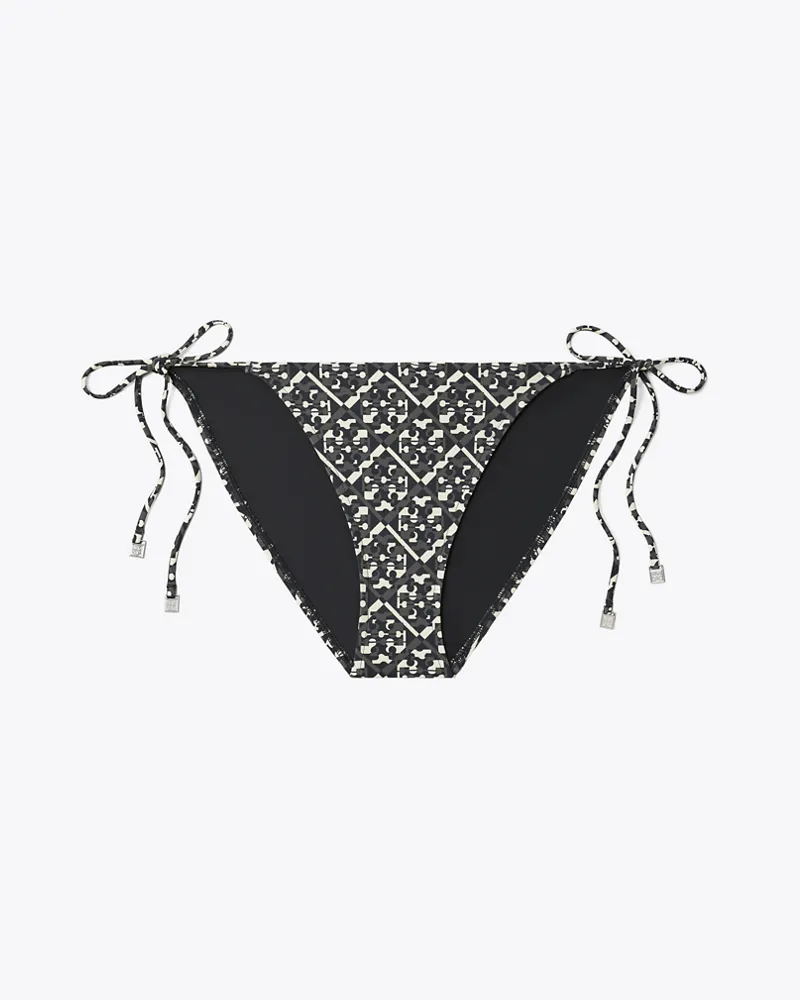 Tory Burch Damen Bedrucktes String-Bikinihöschen Black