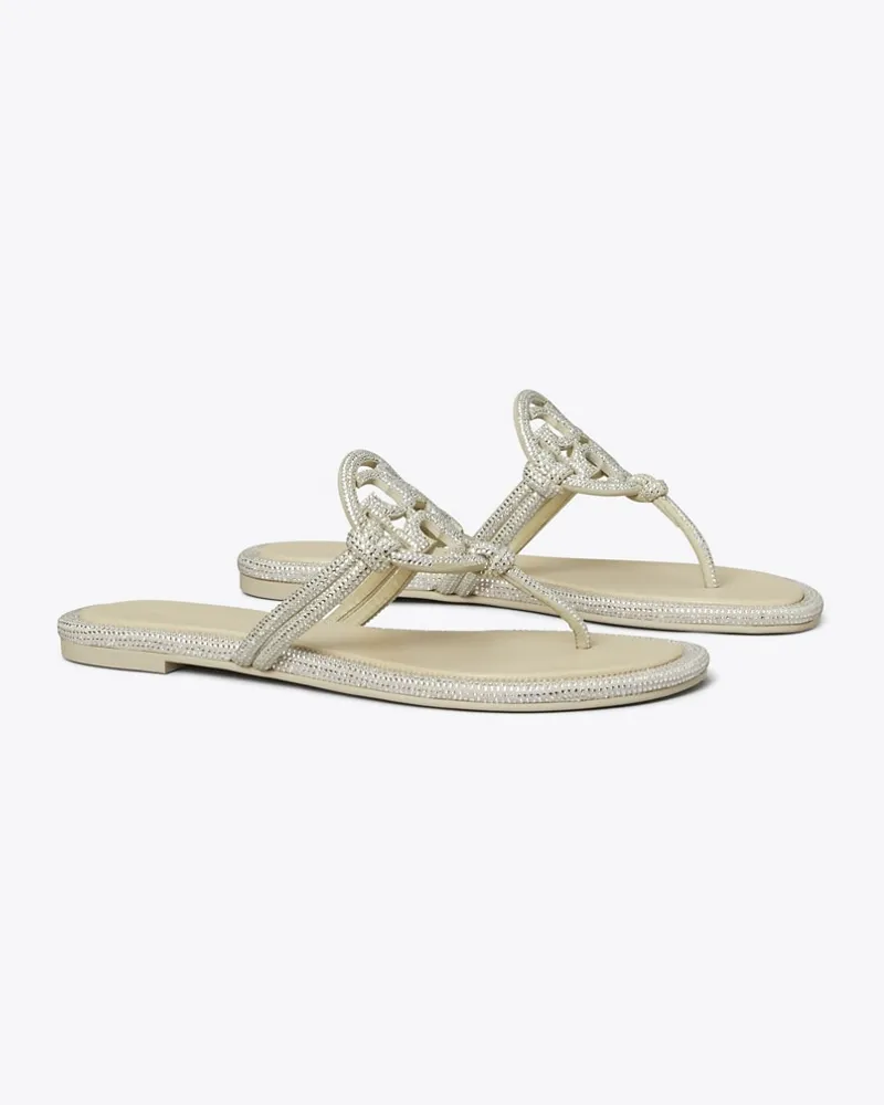 Tory Burch Damen Miller Sandale mit Pavé und Knoten in Grau Stone