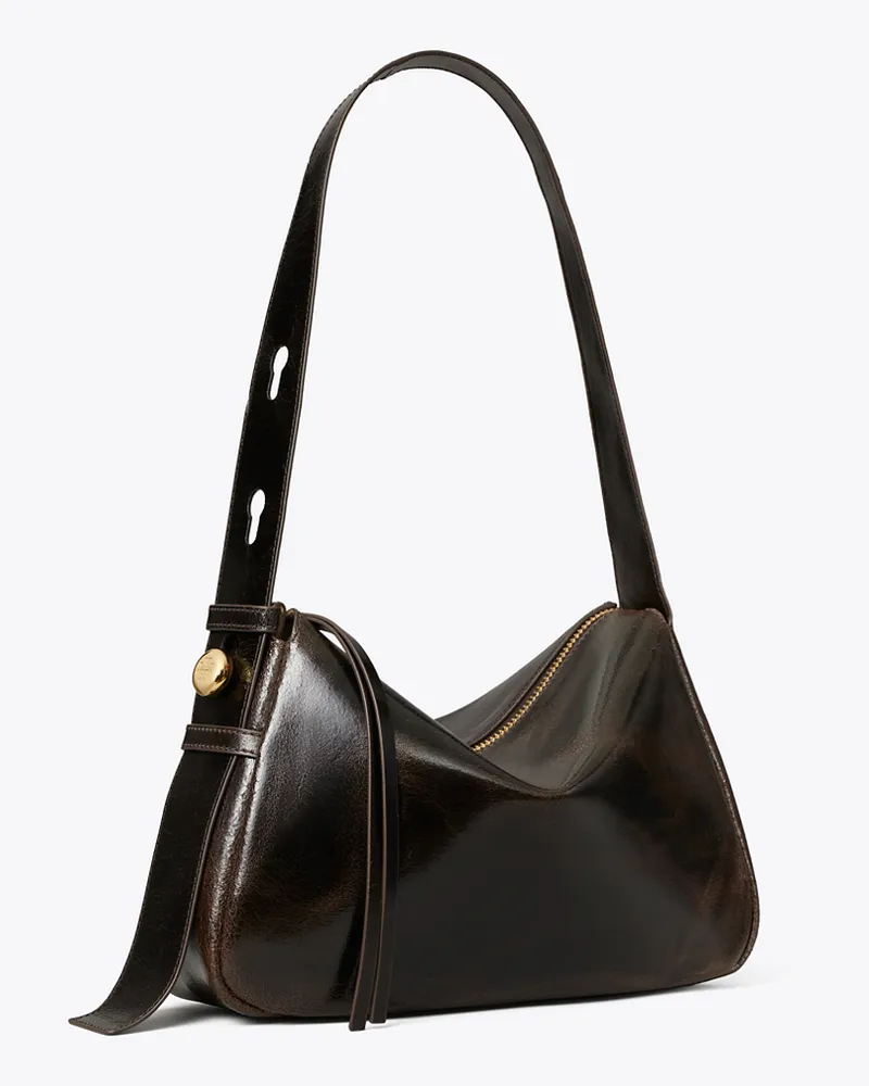 Tory Burch Romy Schultertasche im Used-Look Dark