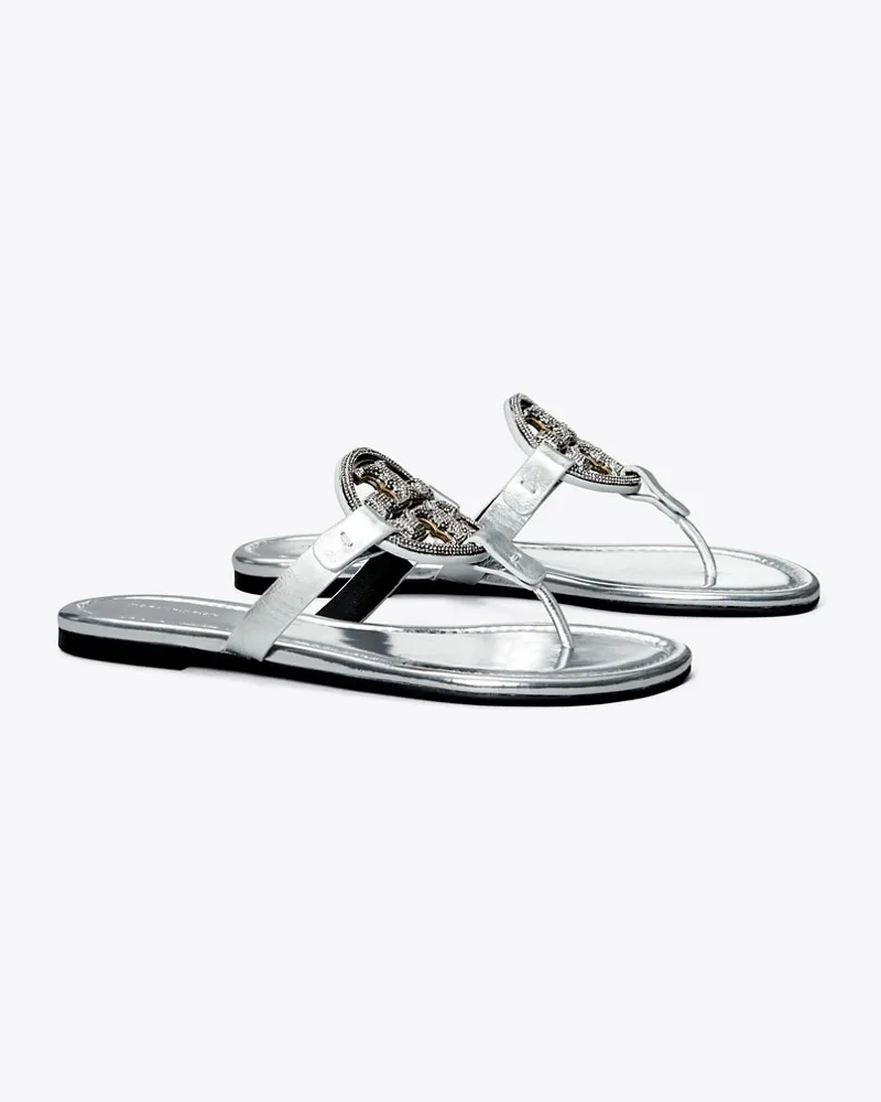 Tory Burch Damen Miller Pavé Sandale in Silber Silver