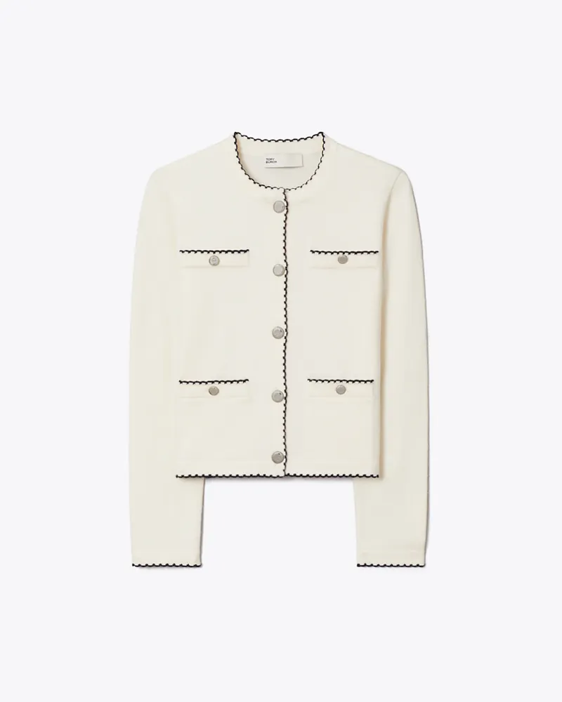 Tory Burch Kendra Cardigan aus Wolle mit Wellenkante New