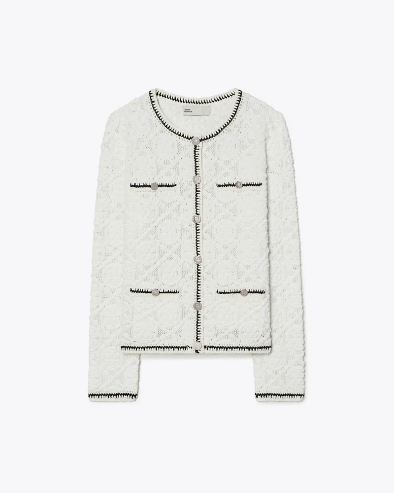 Tory Burch Damen Kendra Cardigan mit Logospitze White