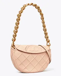 Tory Burch Mini Fleming Soft Polished-Grain Crescent Bag Pink