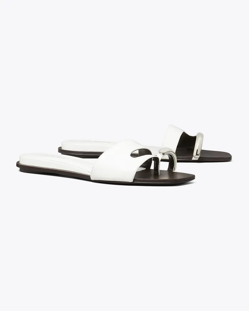 Tory Burch Damen Slide mit Piercing-Detail Bianco
