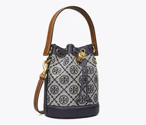 Damen Kleine Beuteltasche aus Jacquard mit T-Monogramm in Blau