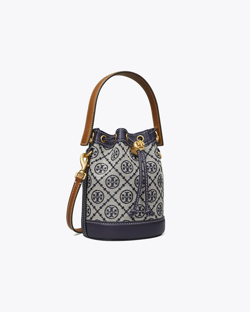 Tory Burch Damen Kleine Beuteltasche aus Jacquard mit T-Monogramm in Blau Tory