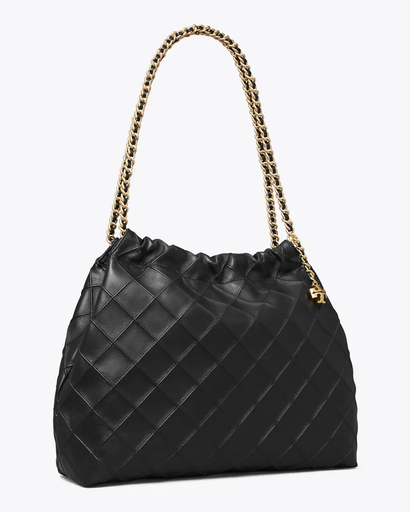 Tory Burch Damen Fleming Tasche mit Tunnelzug Black