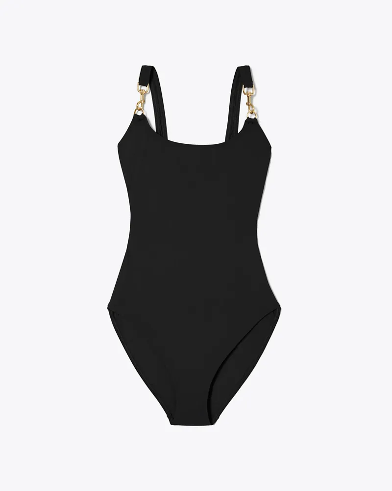 Tory Burch Clip Tank Badeanzug Black