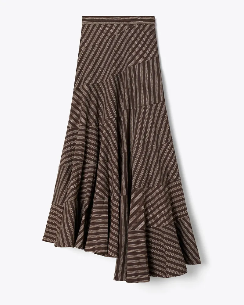Tory Burch Ausgestellter Rock mit Streifen Brown