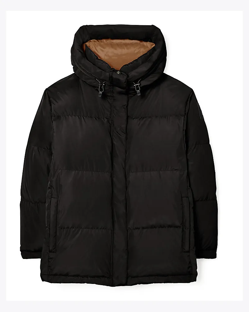 Tory Sport Oversize-Daunenjacke Mit Kapuze Black