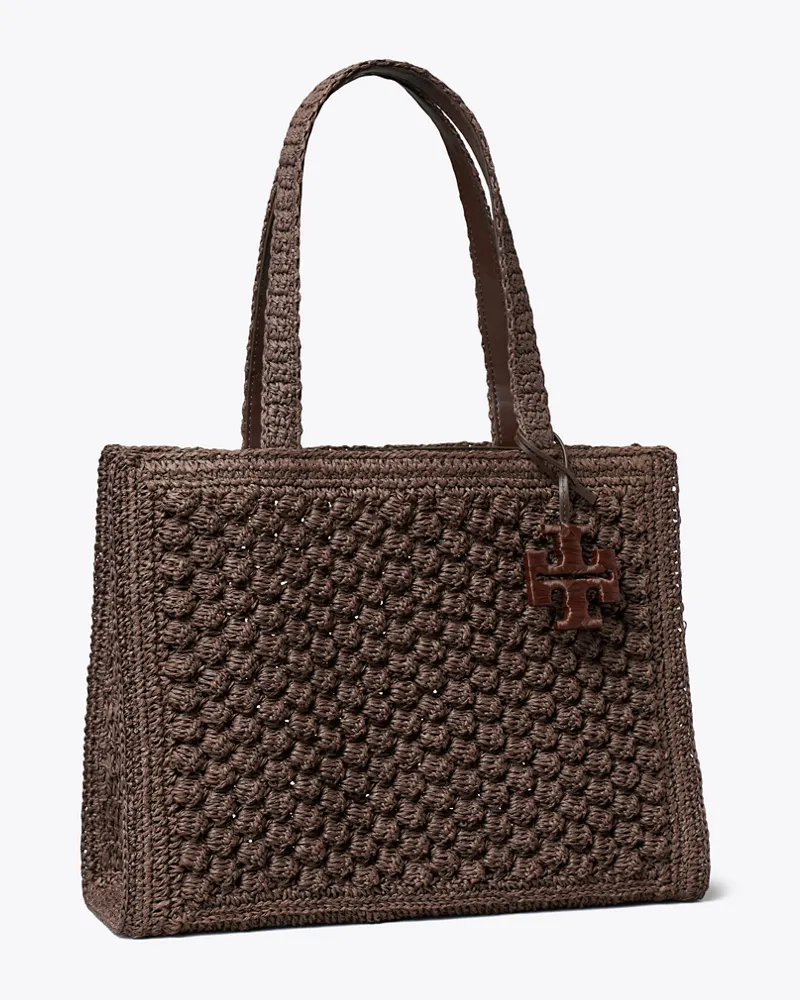 Tory Burch Damen Small Ella Hand-Crocheted Popcorn Tote Dark