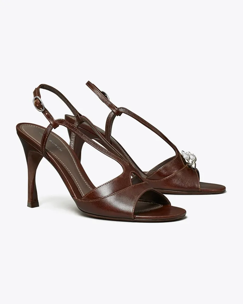 Tory Burch Damen Twisted Heel Sandal Bark