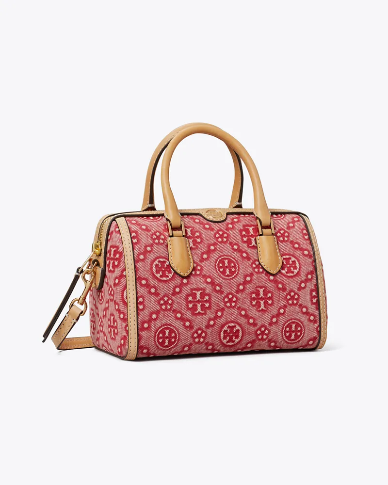 Tory Burch Damen Petite Barrel Bag aus Denim mit T-Monogramm Brilliant
