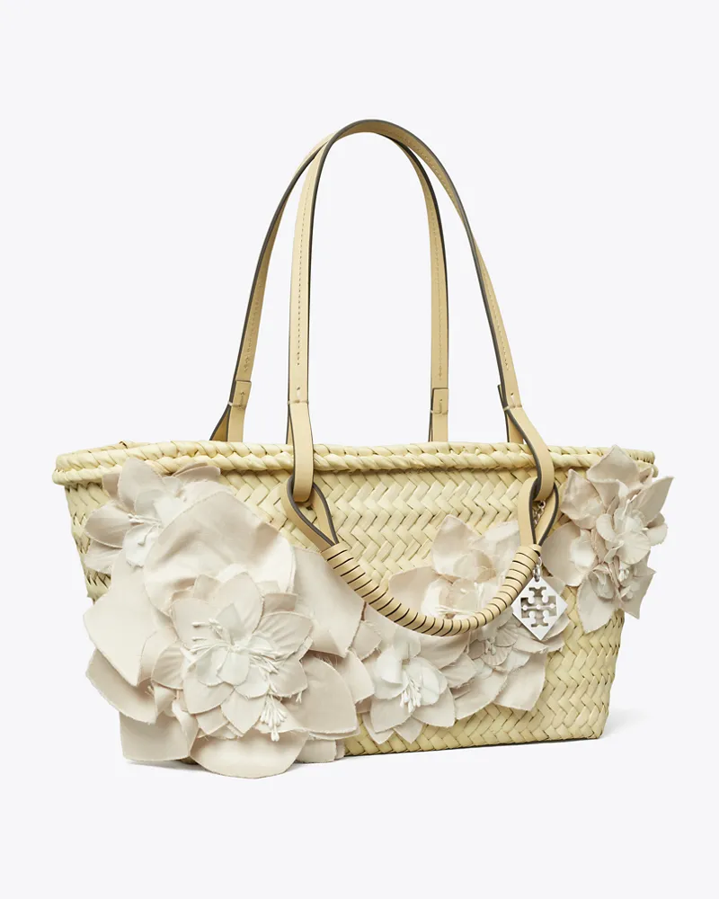 Tory Burch Damen Kleine, verzierte Tote Bag aus Stroh Natural