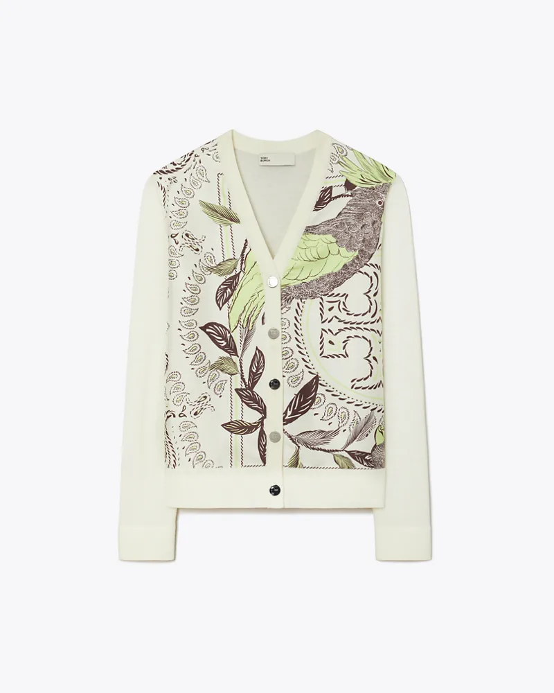 Tory Burch Damen Cardigan mit Seidenvorderseite New